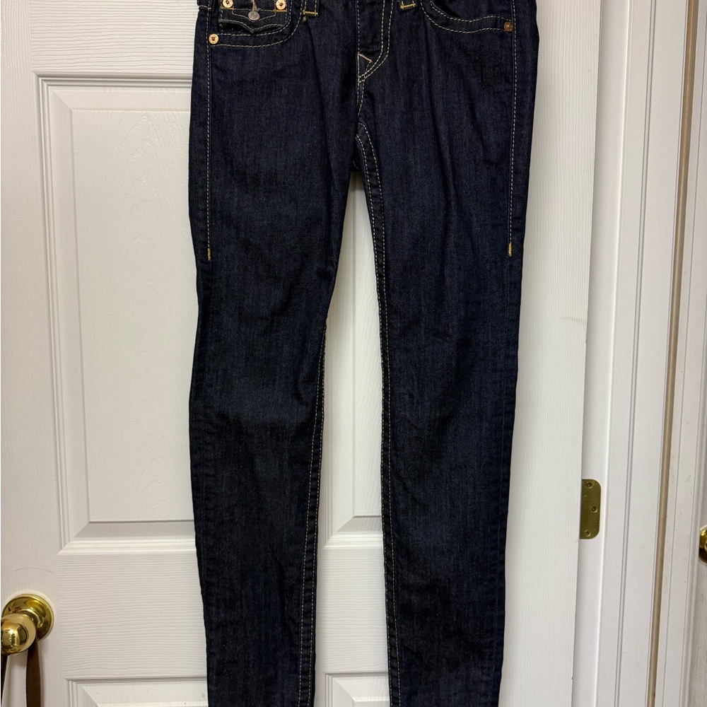 VINTAGE True Religion dark wash low rise skinny jeans